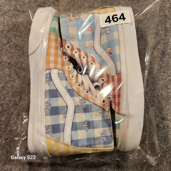 Vans Sk8-Hi Shoes Mens Size 6.5 Multi Gingham Patchwork Plaid Cherry High Top - Picture 8 of 8